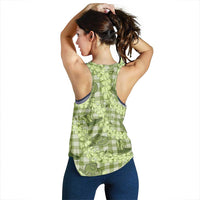 Lime Palaka Hawaii Cowboy Women Racerback Tank Puakenikeni Lei Paniolo Papale Seamless Vibes - Polynesian Pride