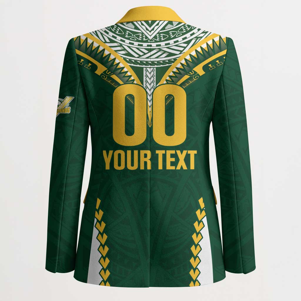 Custom Rugby League Cook Islands Blazer Tribal Pattern Green Version LT01 - Polynesian Pride