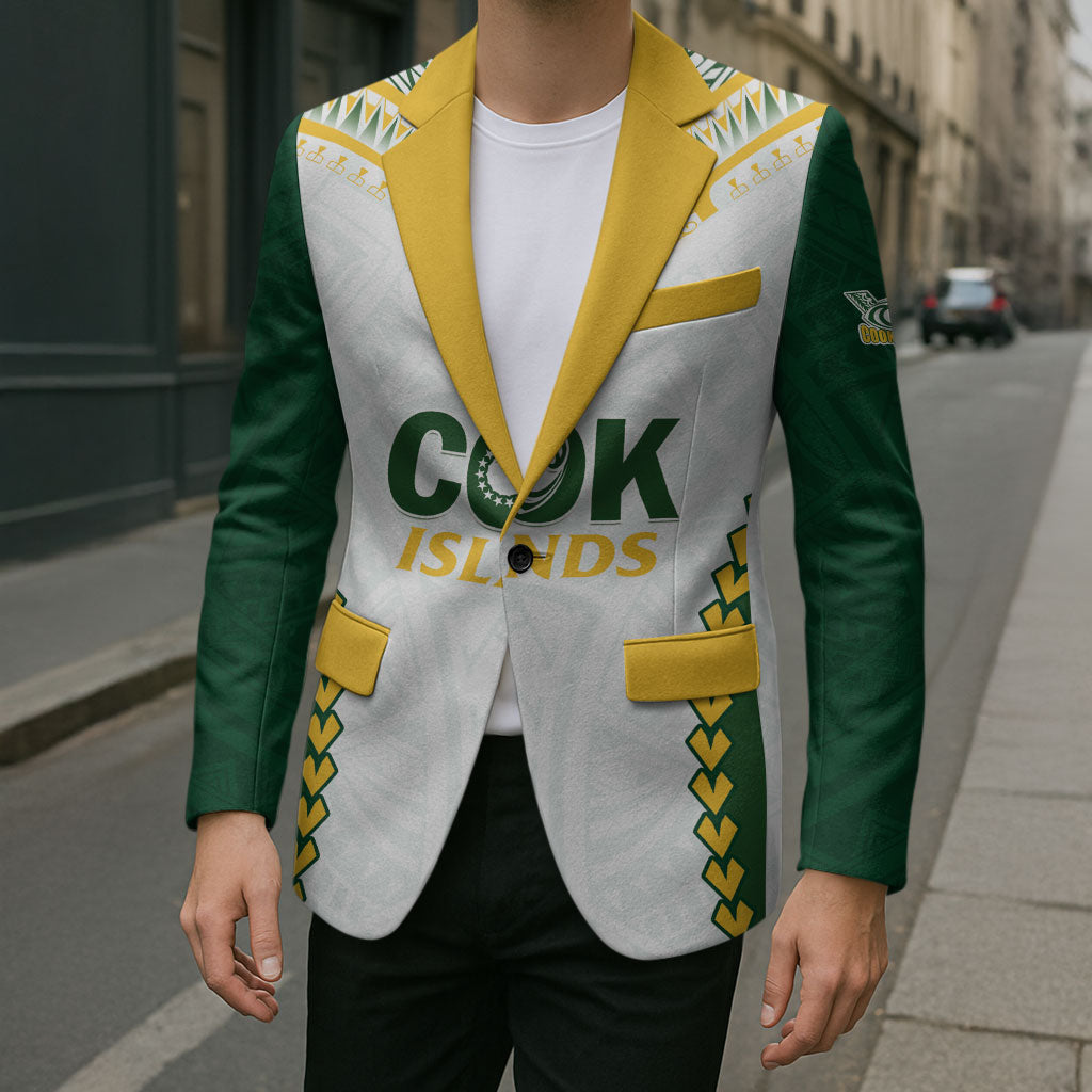 Custom Rugby League Cook Islands Blazer Tribal Pattern White Version LT01 - Polynesian Pride