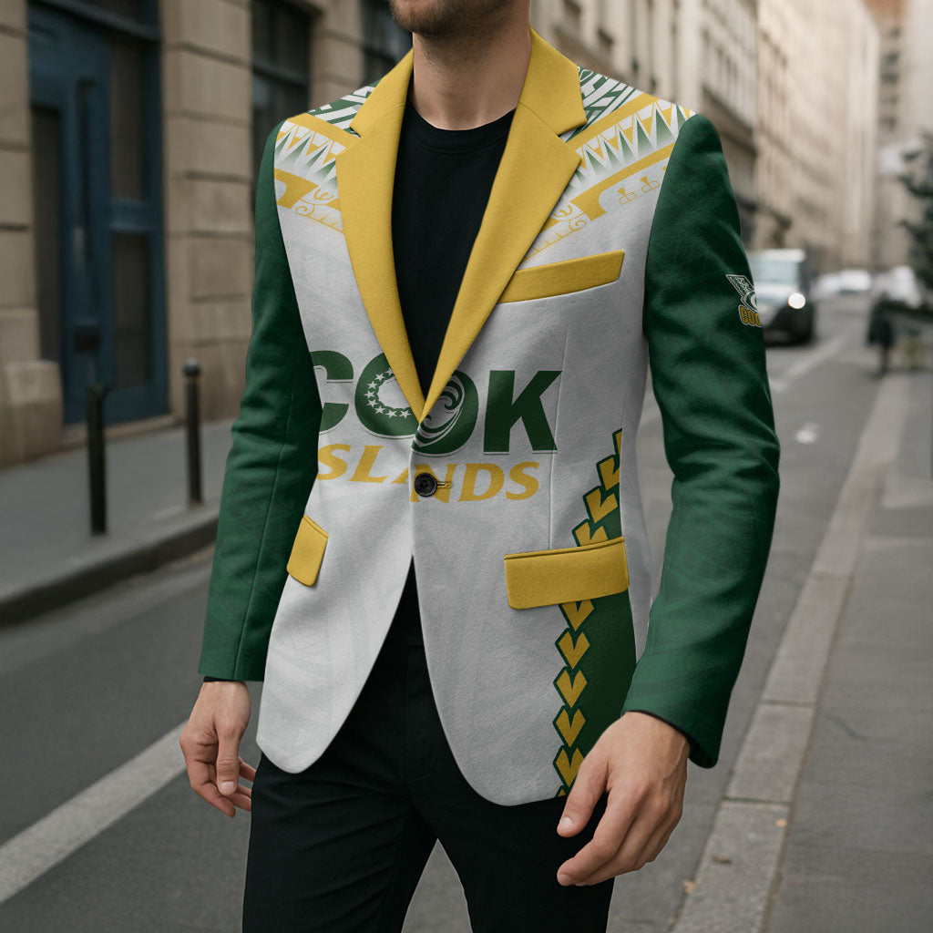 Custom Rugby League Cook Islands Blazer Tribal Pattern White Version LT01 - Polynesian Pride