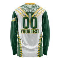 Custom Rugby League Cook Islands Long Sleeve Shirt Tribal Pattern White Version LT01 - Polynesian Pride