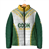 Custom Rugby League Cook Islands Padded Jacket Tribal Pattern White Version LT01 - Polynesian Pride