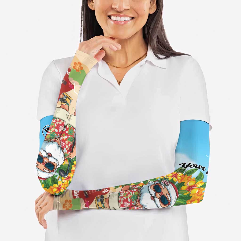 Personalized Hawaii Golf Christmas Arm Sleeves Mele Kalikimaka Funny Golfer Santa - Polynesian Pride