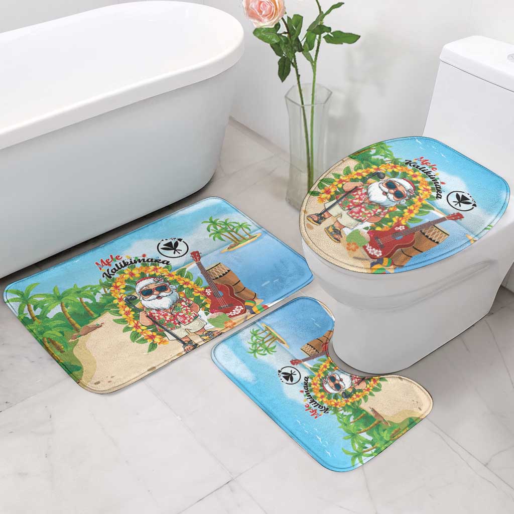Hawaii Golf Christmas Bathroom Set Mele Kalikimaka Funny Golfer Santa - Polynesian Pride
