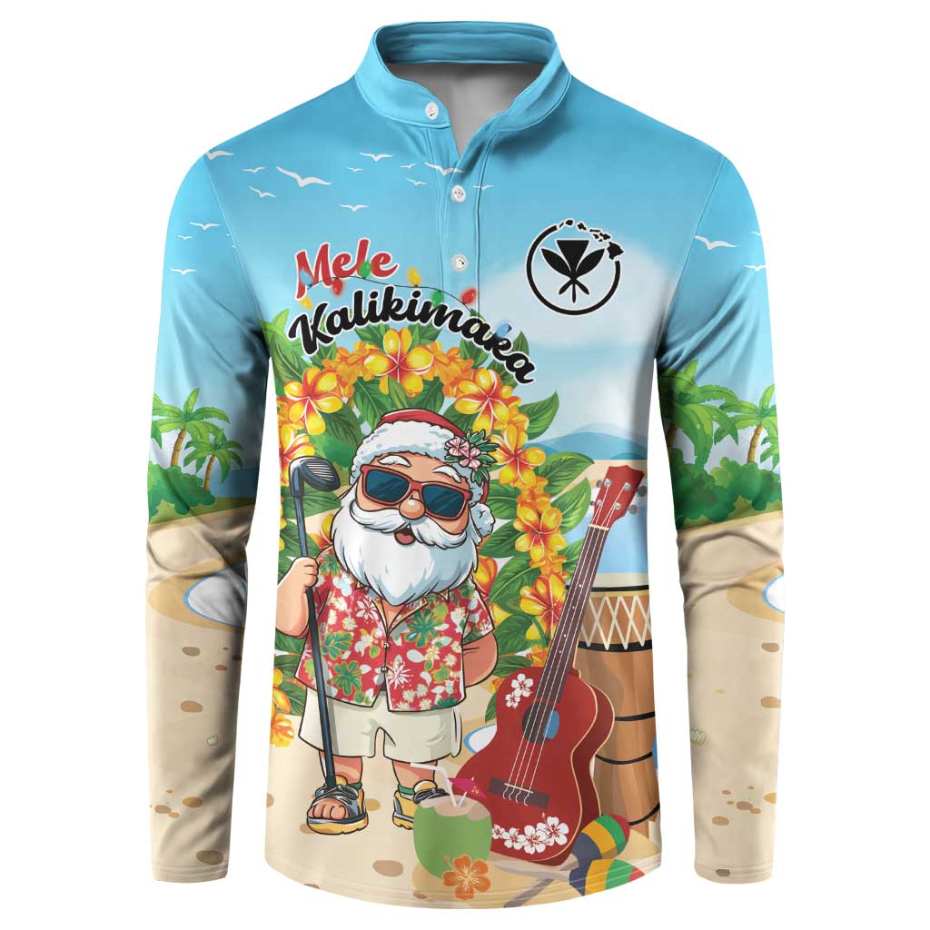 Personalized Hawaii Golf Christmas Button Sweatshirt Mele Kalikimaka Funny Golfer Santa - Polynesian Pride