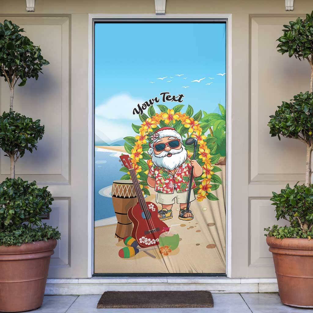 Personalized Hawaii Golf Christmas Door Cover Mele Kalikimaka Funny Golfer Santa - Polynesian Pride