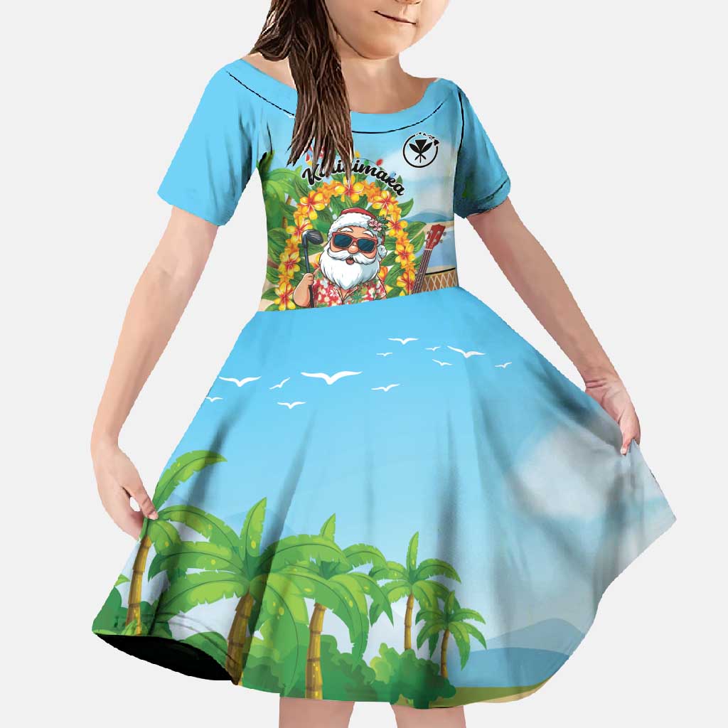 Personalized Hawaii Golf Christmas Family Matching Long Sleeve Bodycon Dress and Hawaiian Shirt Mele Kalikimaka Funny Golfer Santa - Polynesian Pride