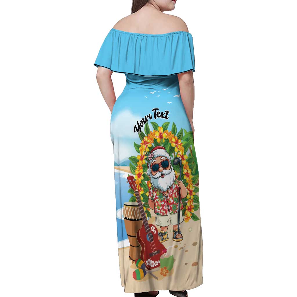 Personalized Hawaii Golf Christmas Family Matching Off Shoulder Maxi Dress and Hawaiian Shirt Mele Kalikimaka Funny Golfer Santa - Polynesian Pride
