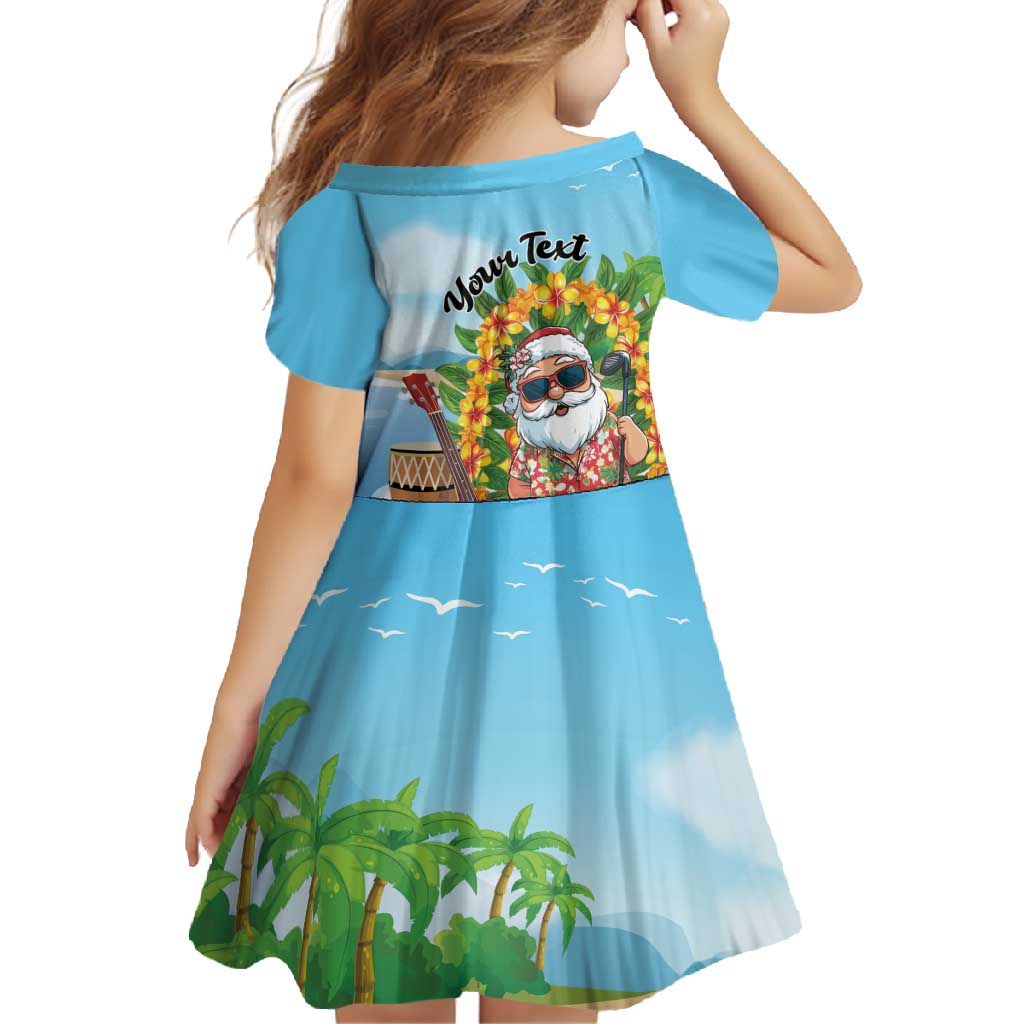 Personalized Hawaii Golf Christmas Family Matching Short Sleeve Bodycon Dress and Hawaiian Shirt Mele Kalikimaka Funny Golfer Santa - Polynesian Pride