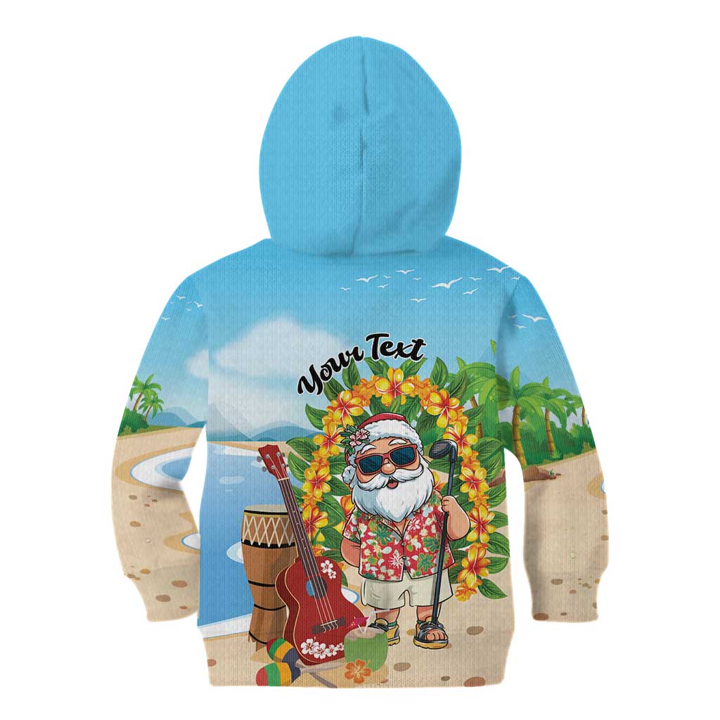 Personalized Hawaii Golf Christmas Kid Hoodie Mele Kalikimaka Funny Golfer Santa - Polynesian Pride
