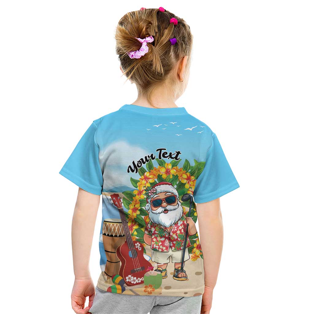 Personalized Hawaii Golf Christmas Kid T Shirt Mele Kalikimaka Funny Golfer Santa - Polynesian Pride