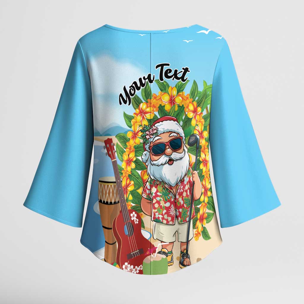 Personalized Hawaii Golf Christmas Kimono Sleeve Blouse Mele Kalikimaka Funny Golfer Santa - Polynesian Pride
