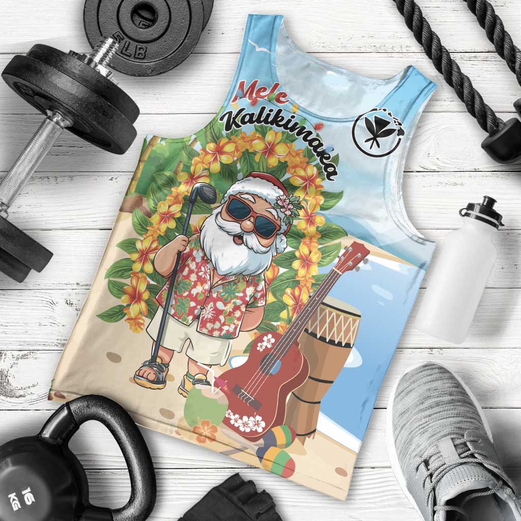 Personalized Hawaii Golf Christmas Men Tank Top Mele Kalikimaka Funny Golfer Santa - Polynesian Pride