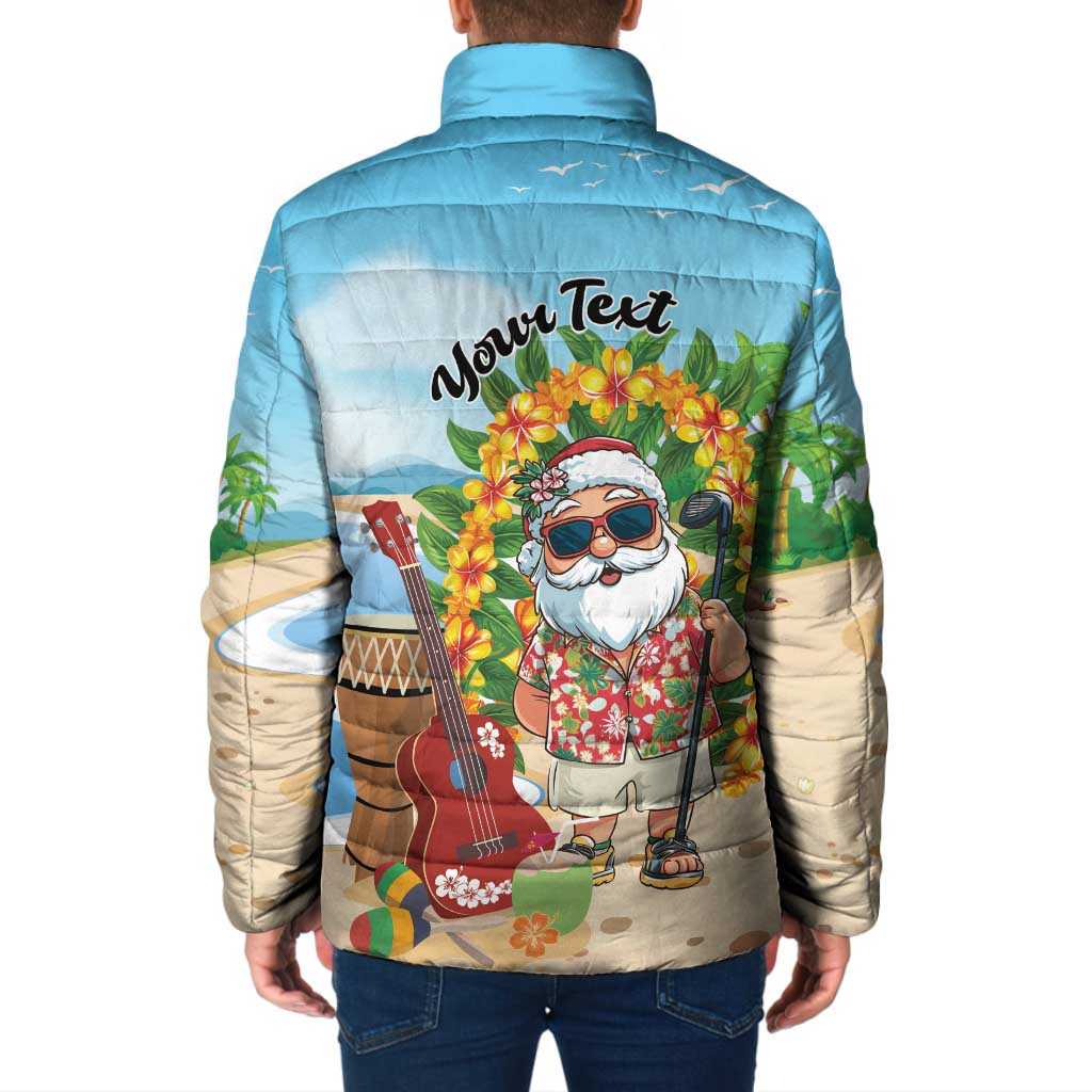 Personalized Hawaii Golf Christmas Padded Jacket Mele Kalikimaka Funny Golfer Santa - Polynesian Pride