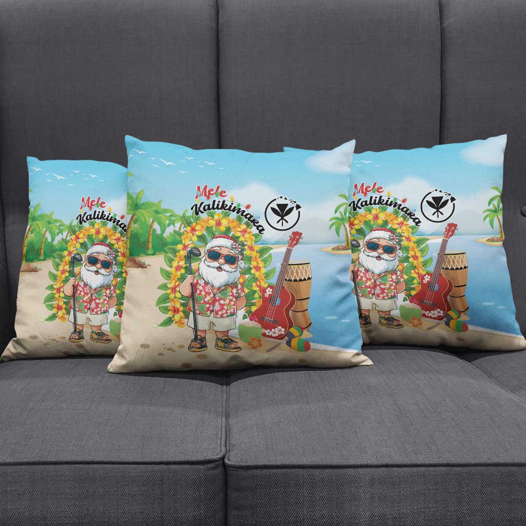 Hawaii Golf Christmas Pillow Cover Mele Kalikimaka Funny Golfer Santa - Polynesian Pride