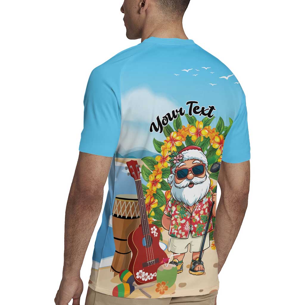 Personalized Hawaii Golf Christmas Rugby Jersey Mele Kalikimaka Funny Golfer Santa - Polynesian Pride