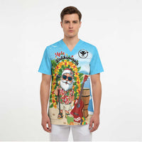 Personalized Hawaii Golf Christmas Scrub Top Mele Kalikimaka Funny Golfer Santa - Polynesian Pride