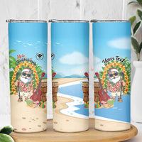 Personalized Hawaii Golf Christmas Skinny Tumbler Mele Kalikimaka Funny Golfer Santa - Polynesian Pride