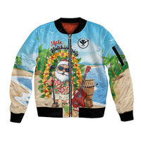 Personalized Hawaii Golf Christmas Sleeve Zip Bomber Jacket Mele Kalikimaka Funny Golfer Santa - Polynesian Pride
