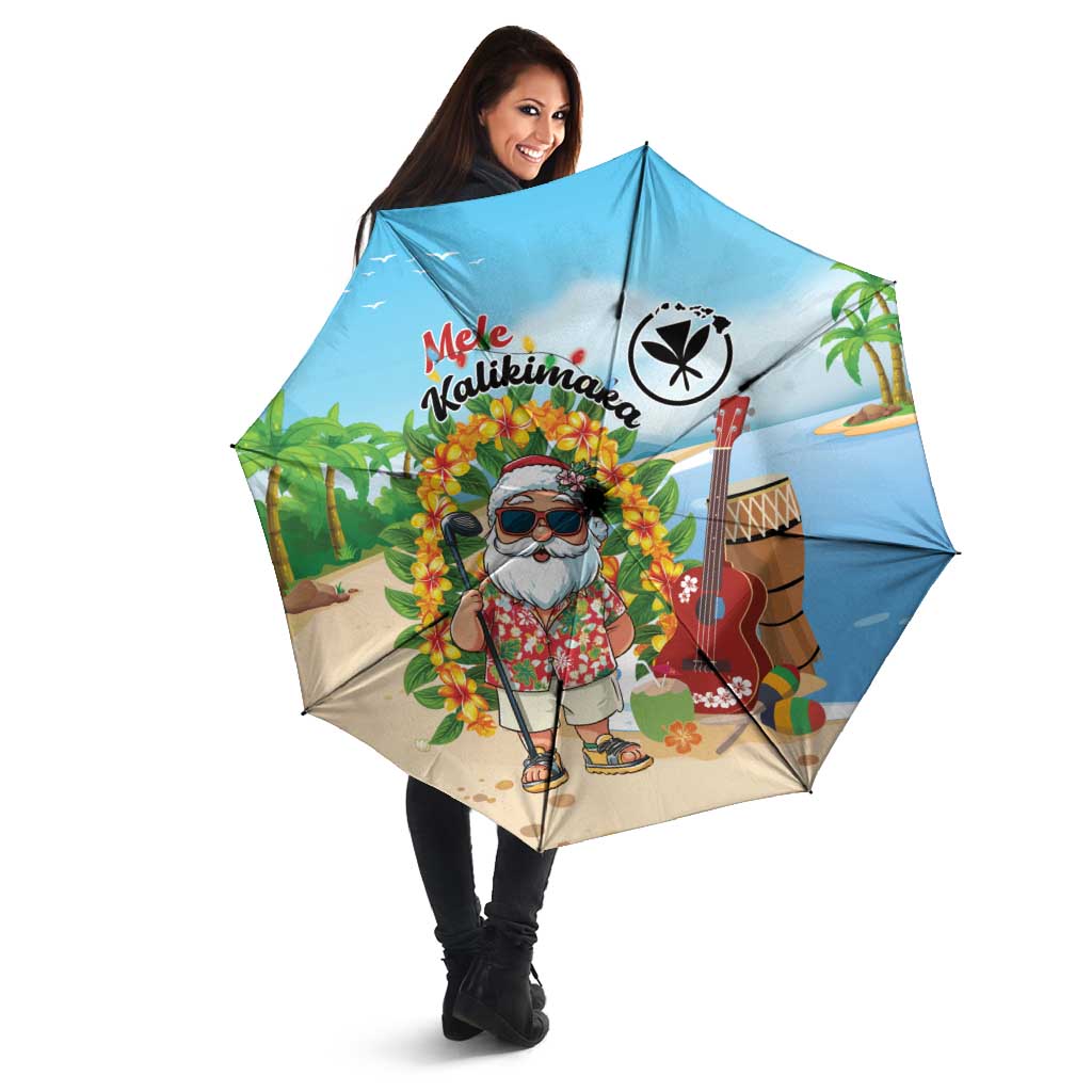 Hawaii Golf Christmas Umbrella Mele Kalikimaka Funny Golfer Santa - Polynesian Pride