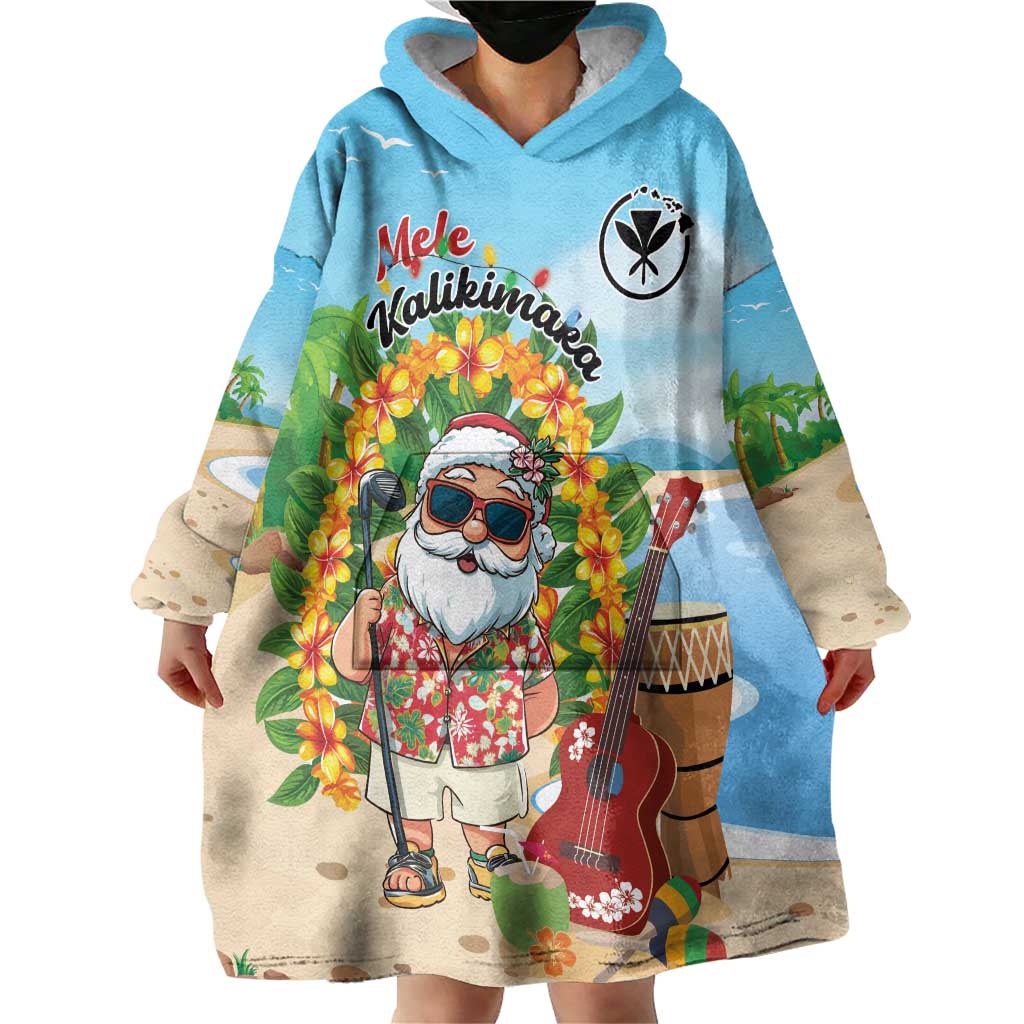 Personalized Hawaii Golf Christmas Wearable Blanket Hoodie Mele Kalikimaka Funny Golfer Santa - Polynesian Pride
