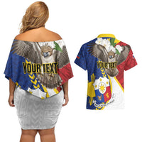 Personalized Philippines Couples Matching Off Shoulder Short Dress and Hawaiian Shirt Filipino Araw ng Kalayaan
