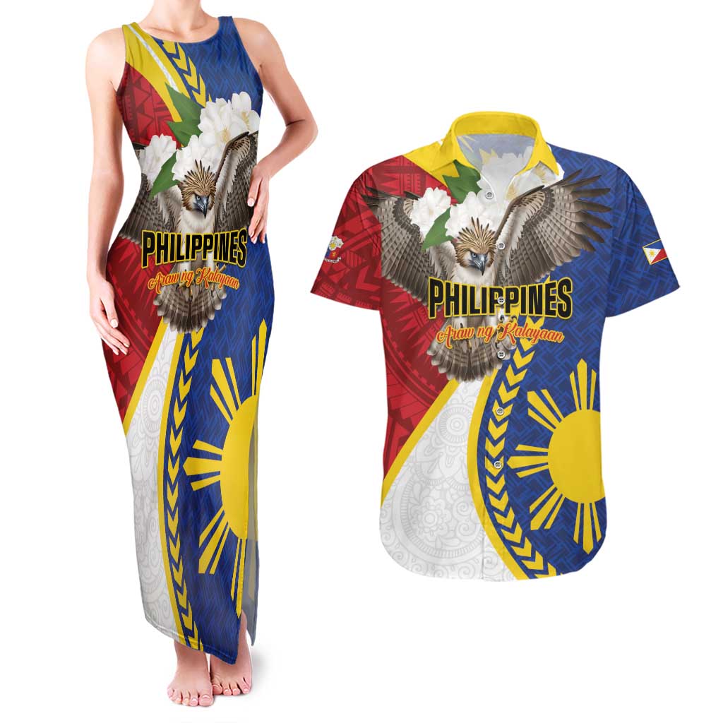 Personalized Philippines Couples Matching Tank Maxi Dress and Hawaiian Shirt Filipino Araw ng Kalayaan