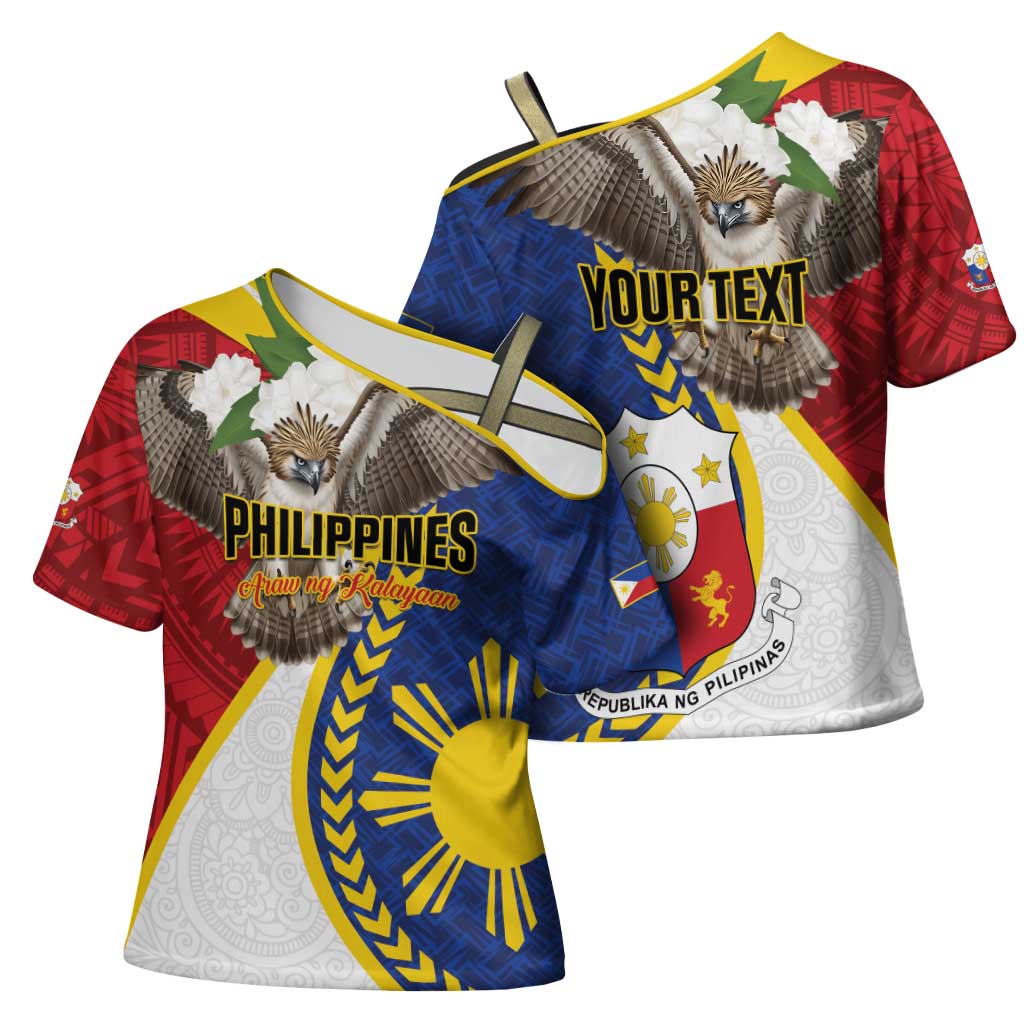 Personalized Philippines Cross Shoulder Shirt Filipino Araw ng Kalayaan LT01 - Polynesian Pride