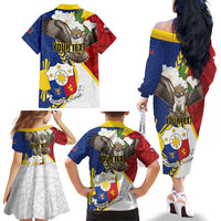 Personalized Philippines Family Matching Off The Shoulder Long Sleeve Dress and Hawaiian Shirt Filipino Araw ng Kalayaan