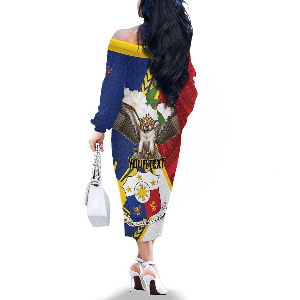 Personalized Philippines Family Matching Off The Shoulder Long Sleeve Dress and Hawaiian Shirt Filipino Araw ng Kalayaan