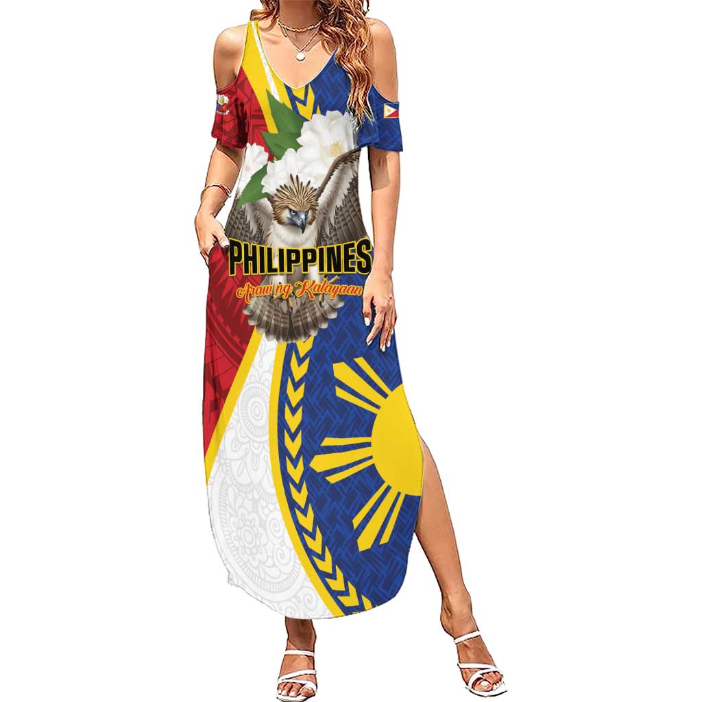 Personalized Philippines Family Matching Summer Maxi Dress and Hawaiian Shirt Filipino Araw ng Kalayaan LT01 Mom's Dress Multicolor - Polynesian Pride