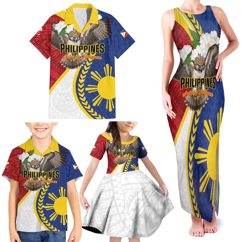 Personalized Philippines Family Matching Tank Maxi Dress and Hawaiian Shirt Filipino Araw ng Kalayaan