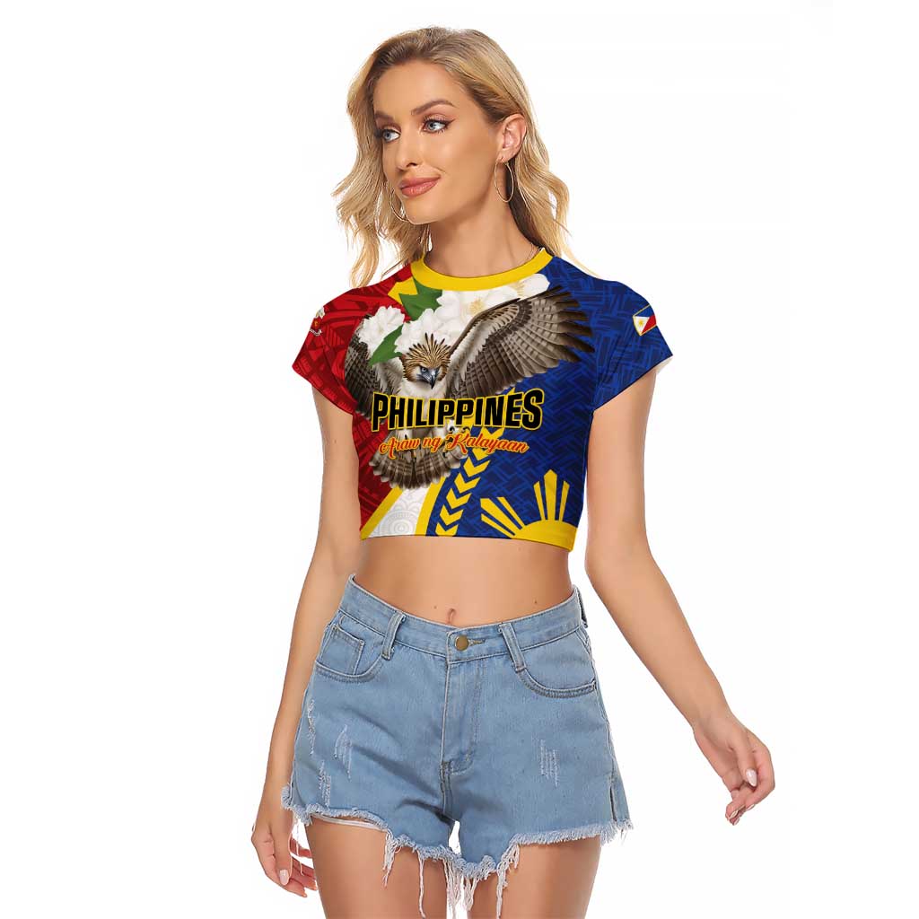 Personalized Philippines Raglan Cropped T Shirt Filipino Araw ng Kalayaan
