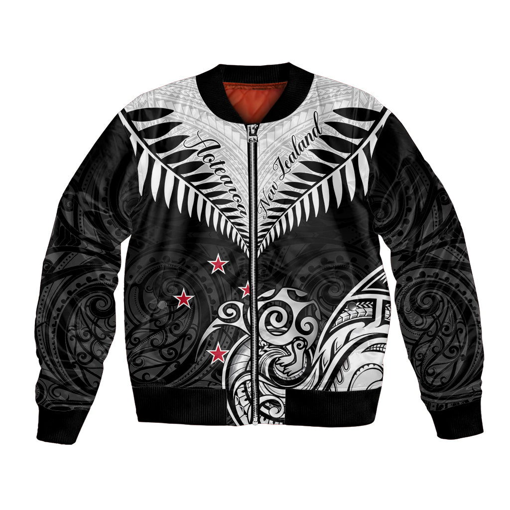New Zealand Bomber Jacket Aotearoa Maori Kiwi Black Fern LT01 Unisex Black - Polynesian Pride