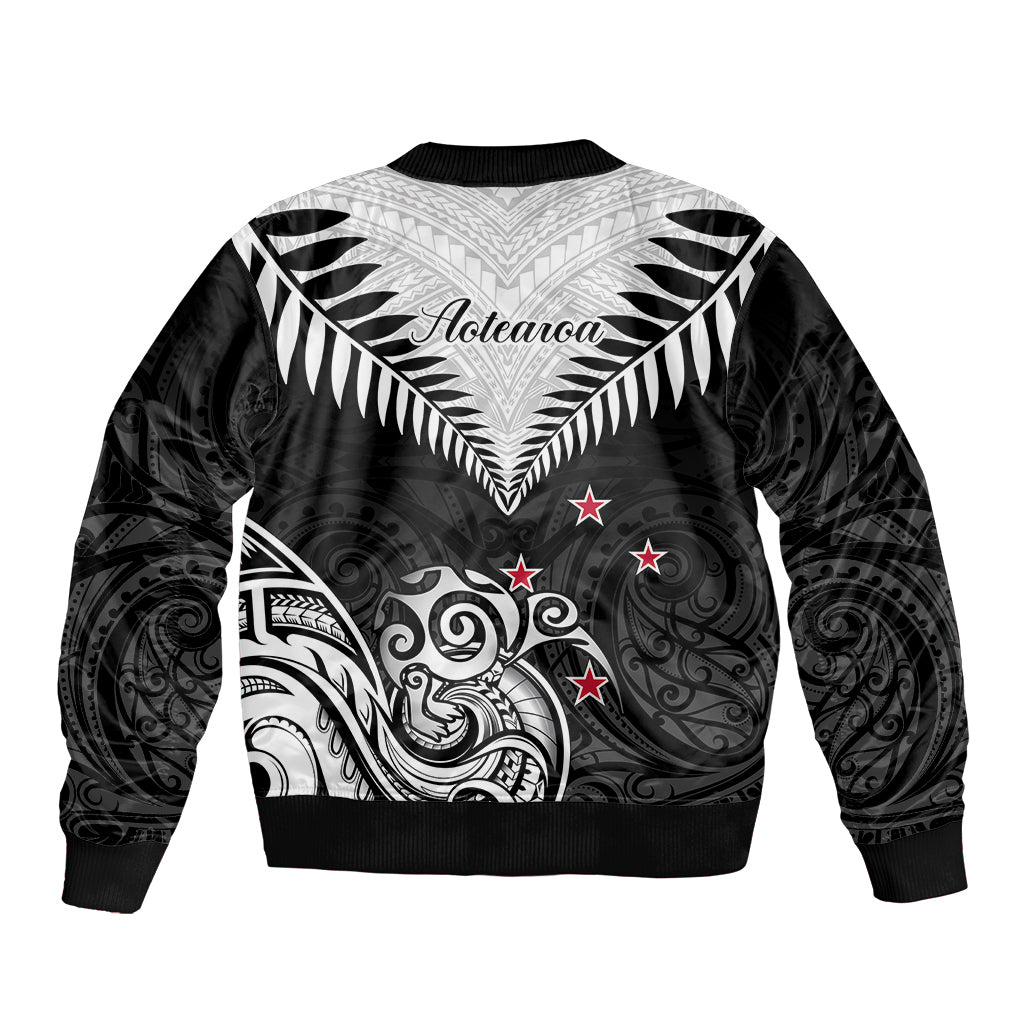 New Zealand Bomber Jacket Aotearoa Maori Kiwi Black Fern LT01 - Polynesian Pride