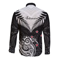 New Zealand Long Sleeve Button Shirt Aotearoa Maori Kiwi Black Fern LT01 - Polynesian Pride