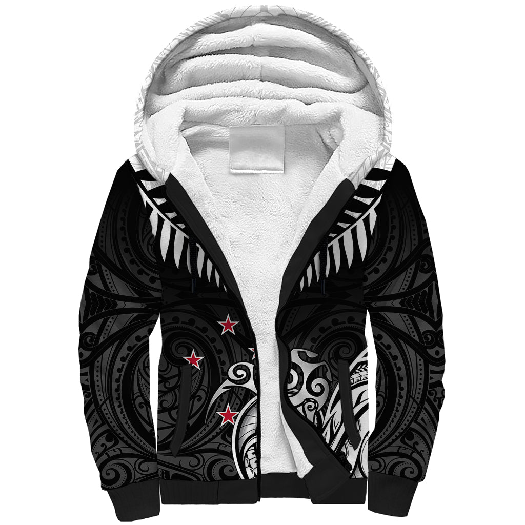 New Zealand Sherpa Hoodie Aotearoa Maori Kiwi Black Fern LT01 Unisex Black - Polynesian Pride