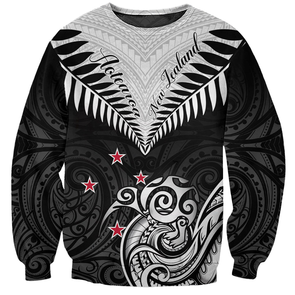 New Zealand Sweatshirt Aotearoa Maori Kiwi Black Fern LT01 Unisex Black - Polynesian Pride