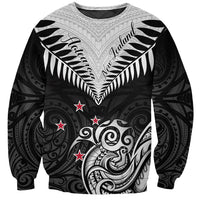 New Zealand Sweatshirt Aotearoa Maori Kiwi Black Fern LT01 Unisex Black - Polynesian Pride