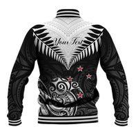 Personalised New Zealand Baseball Jacket Aotearoa Maori Kiwi Black Fern LT01 - Polynesian Pride