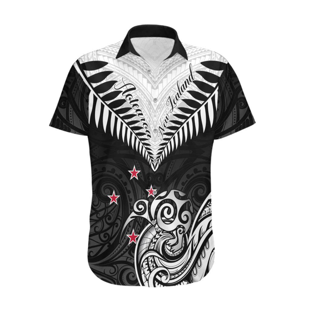 Personalised New Zealand Hawaiian Shirt Aotearoa Maori Kiwi Black Fern LT01 Black - Polynesian Pride