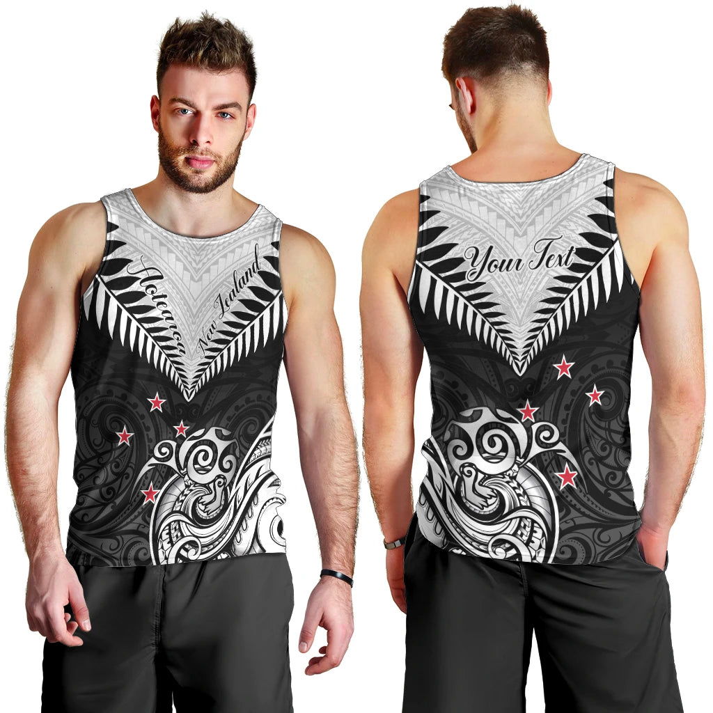 Personalised New Zealand Men Tank Top Aotearoa Maori Kiwi Black Fern LT01 - Polynesian Pride