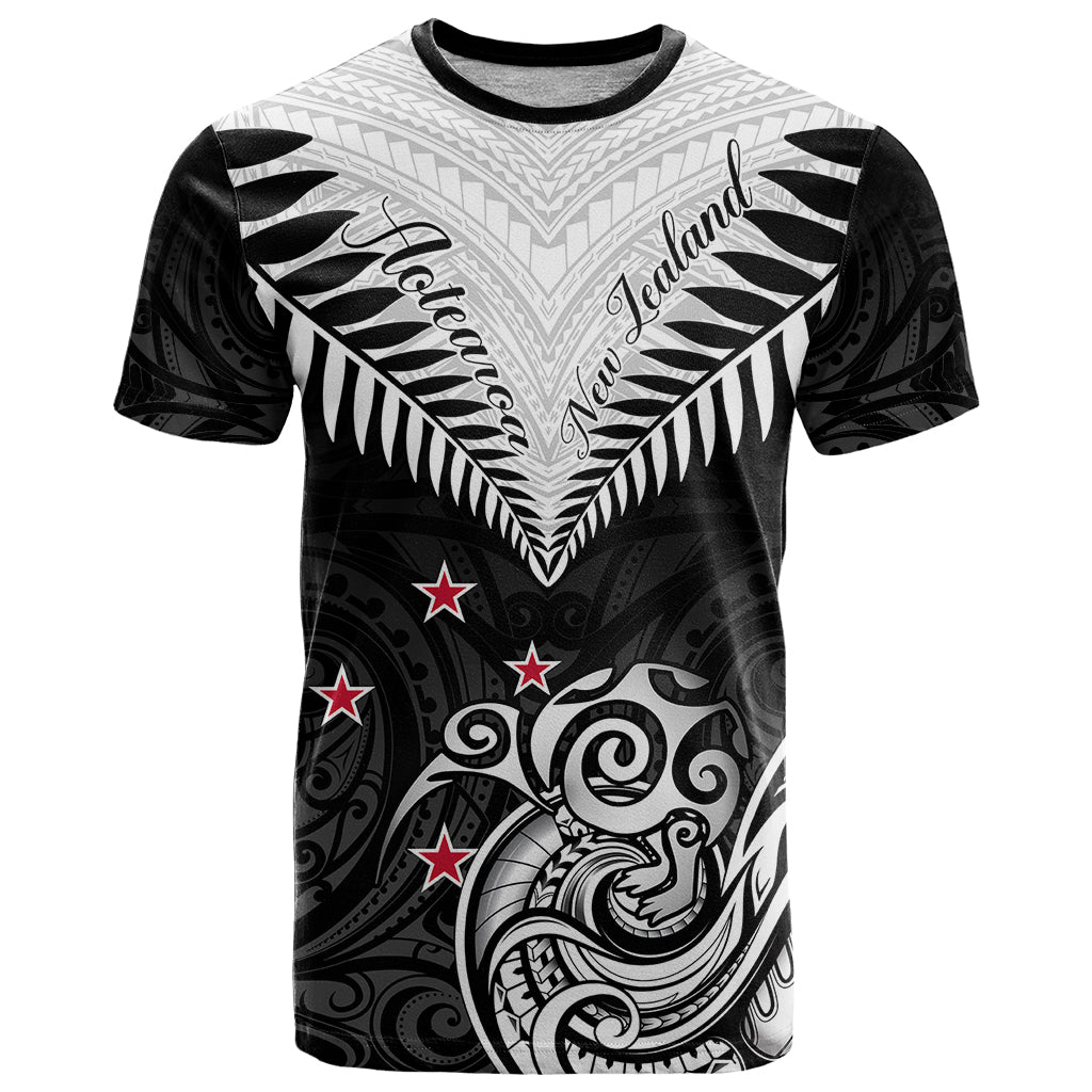 Personalised New Zealand T Shirt Aotearoa Maori Kiwi Black Fern LT01 Black - Polynesian Pride