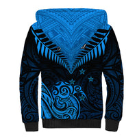Personalised New Zealand Sherpa Hoodie Aotearoa Blue Maori Kiwi Blue Fern LT01 - Polynesian Pride