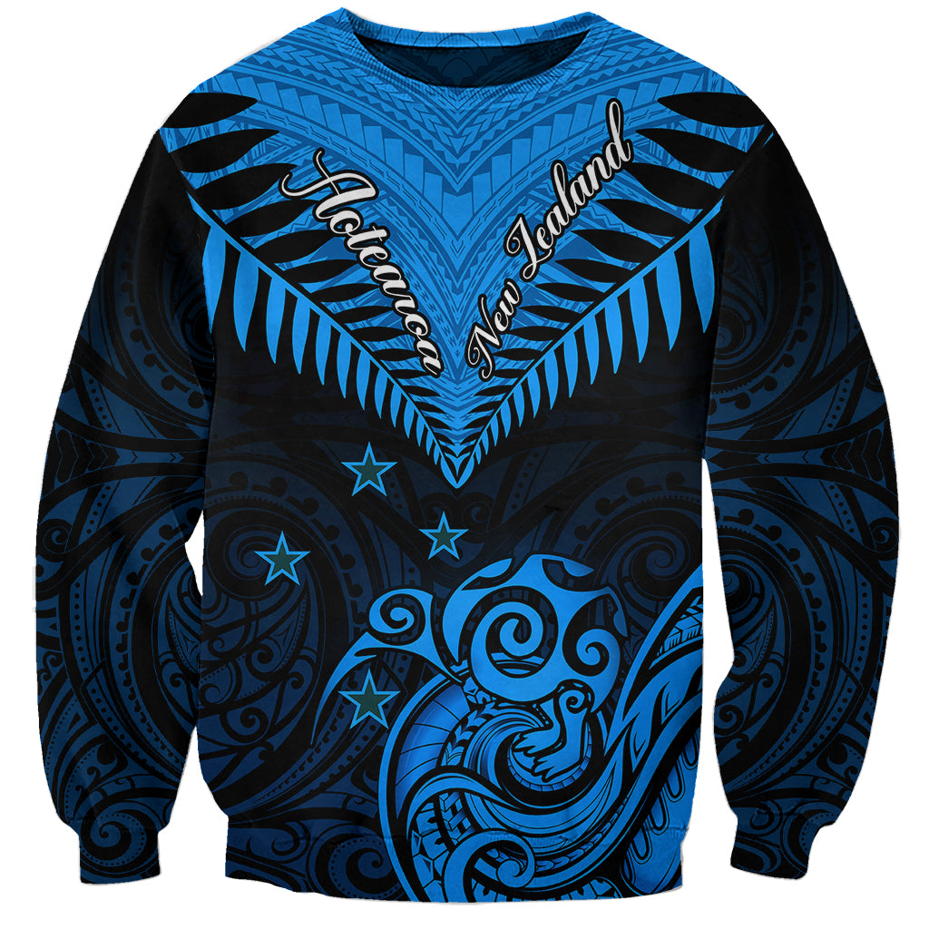 Personalised New Zealand Sweatshirt Aotearoa Blue Maori Kiwi Blue Fern LT01 Unisex Blue - Polynesian Pride