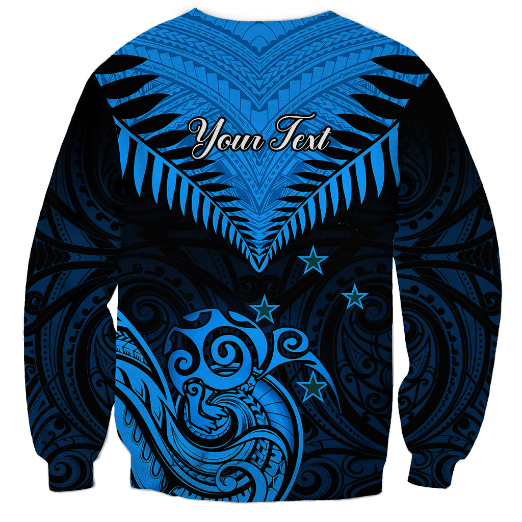 Personalised New Zealand Sweatshirt Aotearoa Blue Maori Kiwi Blue Fern LT01 - Polynesian Pride