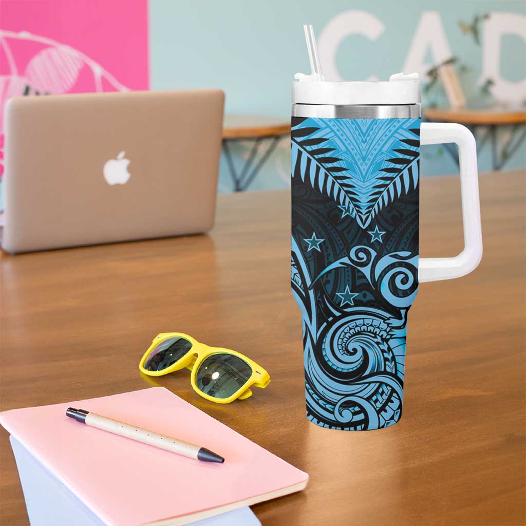 New Zealand Tumbler With Handle Aotearoa Blue Maori Kiwi Blue Fern