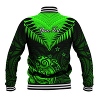 Personalised New Zealand Baseball Jacket Aotearoa Maori Kiwi Green Fern LT01 - Polynesian Pride