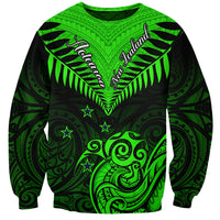 Personalised New Zealand Sweatshirt Aotearoa Maori Kiwi Green Fern LT01 Unisex Green - Polynesian Pride