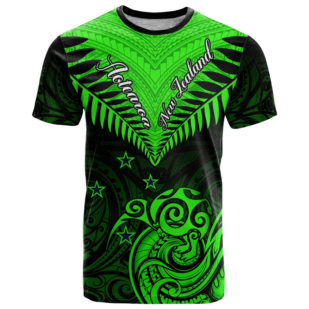 Personalised New Zealand T Shirt Aotearoa Maori Kiwi Green Fern LT01 Green - Polynesian Pride
